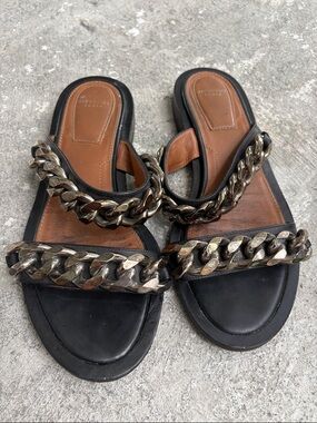 Givenchy chain trim leather slide